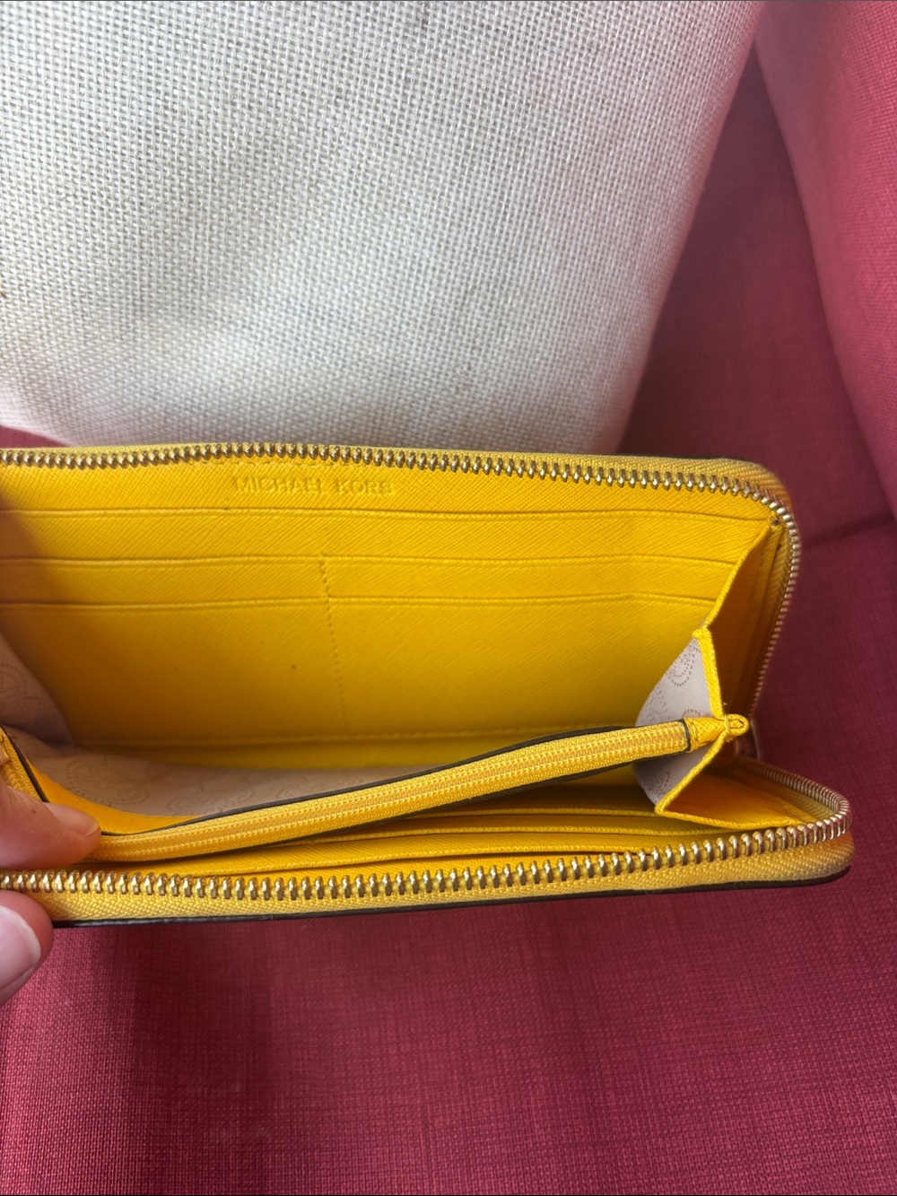 Michael Kors Bright Yellow Zip-Around Saffiano Wallet - Picture 11 of 12